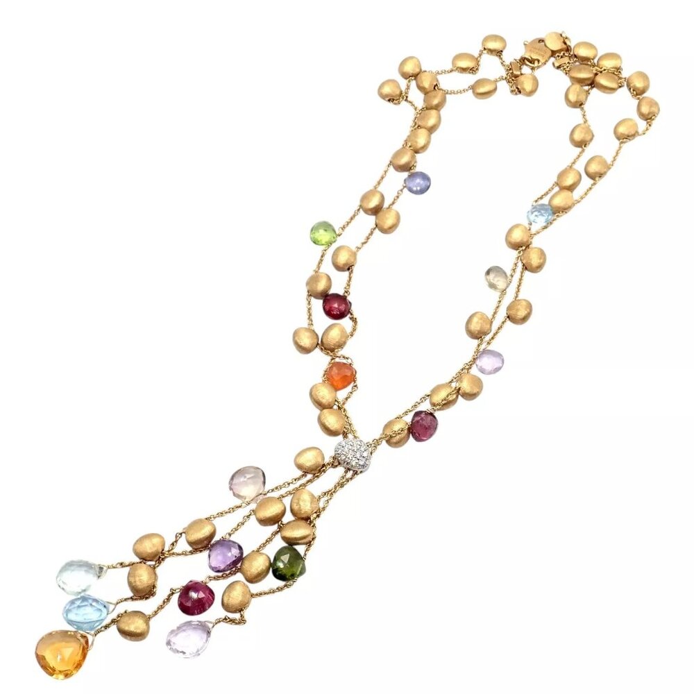 Authentic! Marco Bicego 18k Yellow Gold Paradise Gemstone Diamond Necklace - Picture 6 of 10